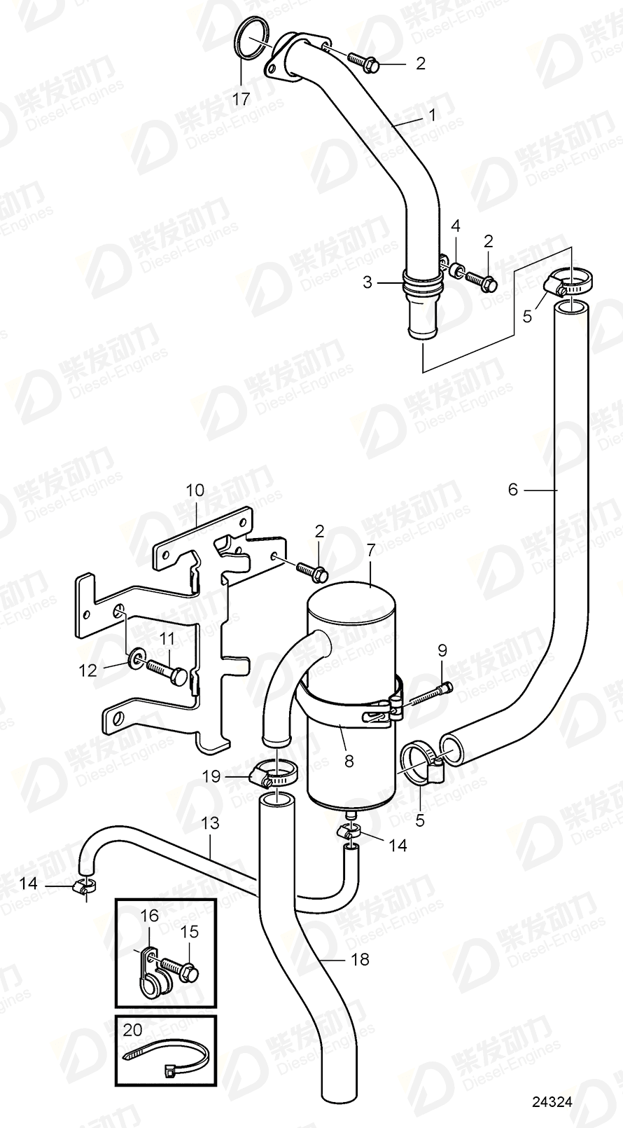 volvo penta Oil trap 11033878 Drawing volvo penta Oil trap 11033878 Drawing